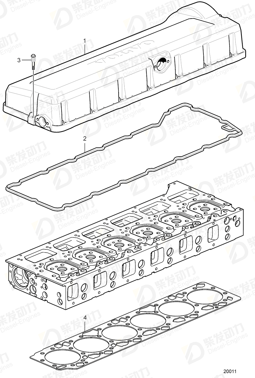 VOLVO Cylinder head gasket 20738123 Drawing VOLVO Cylinder head gasket 20738123 Drawing